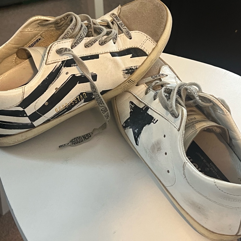 Authentic Golden Goose White and Black Sneakers Classic Design